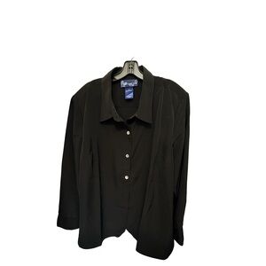 Susan Graver Sz 3X Womens Black Pullover Button Long Sleeve Shirt Jacket
